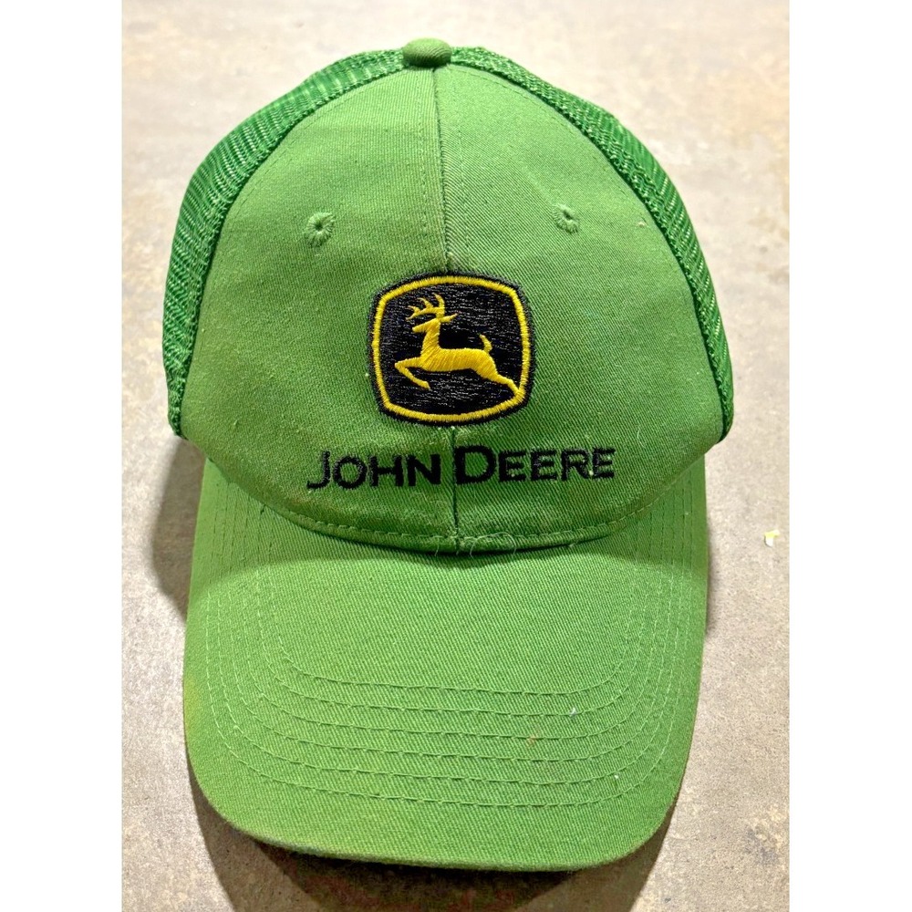 John Deere Green Mesh Trucker Hat Snapback Logo Cap Farm Tractor OSFA